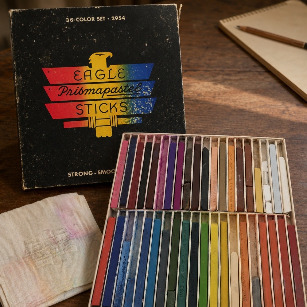 Mid Century Eagle Prismapastel 36 Color Set 2954 Original Box Pastels